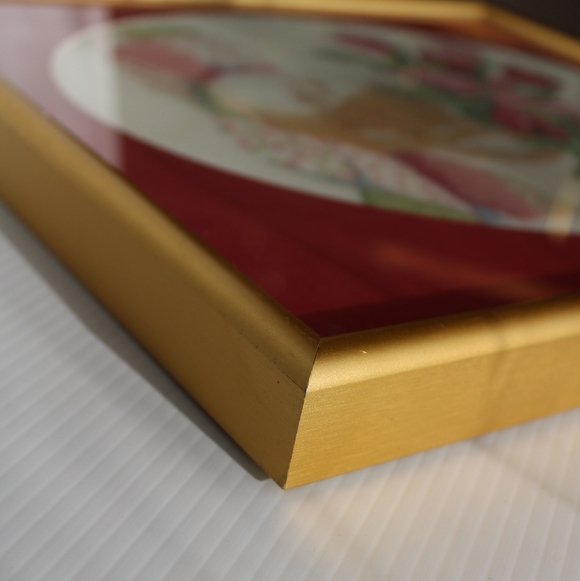 Vintage Spring Floral Cross-Stitch Art in Gold Frame - Picture 10 of 10